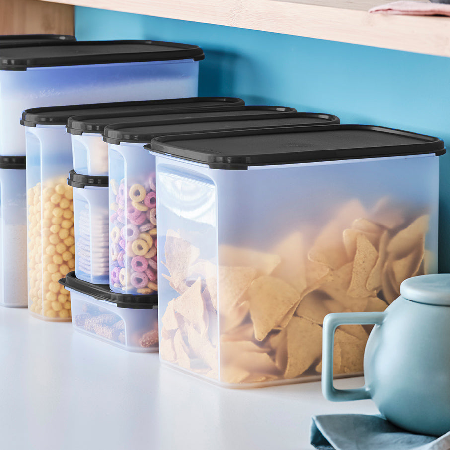 tupperware modular mates rechteckige 4er-packung vorratsbehälter tiefschwarz