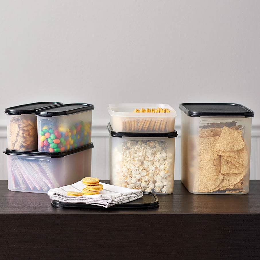tupperware modular mates rechteckige 4er-packung vorratsbehälter tiefschwarz