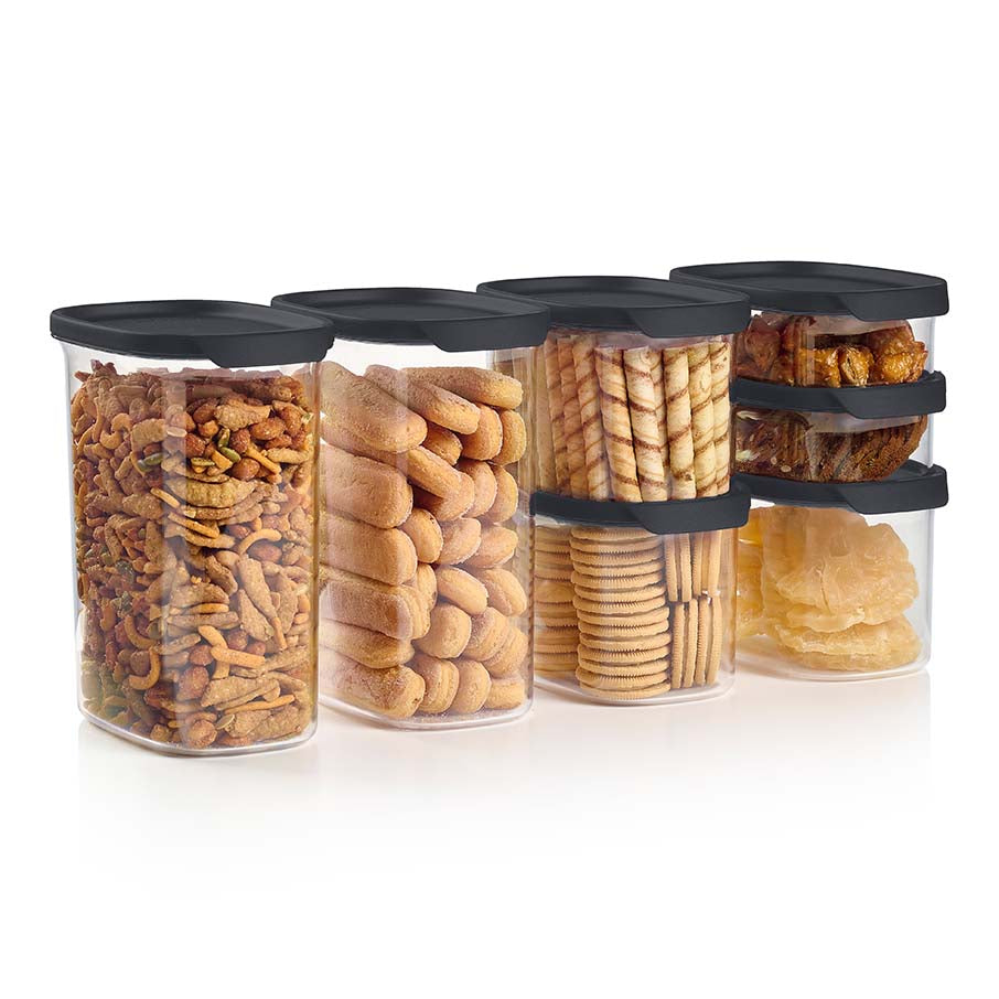 tupperware ultra clear oval 7-teiliges set cosmos verschlüsse