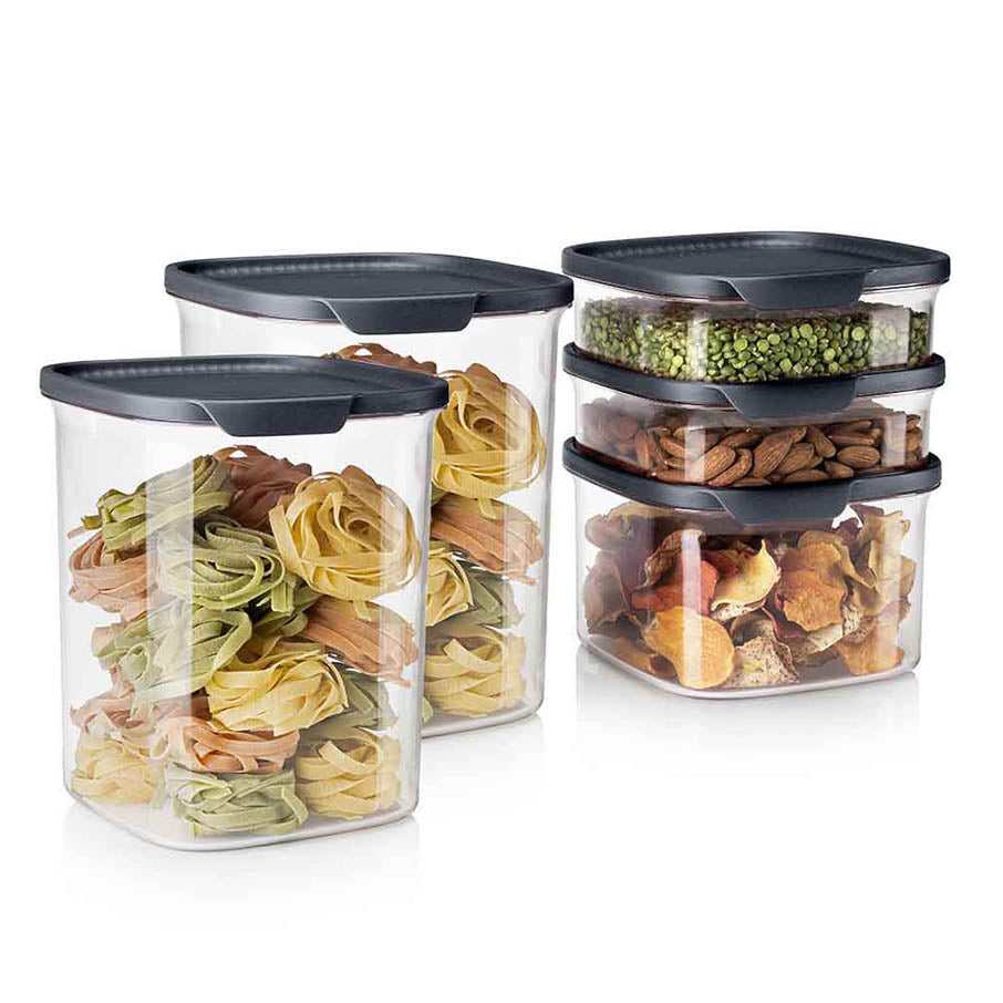 tupperware ultra clear square 5-teiliges set cosmos verschlüsse
