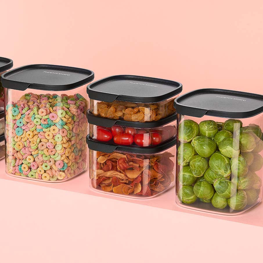 tupperware ultra clear square 5-teiliges set cosmos verschlüsse