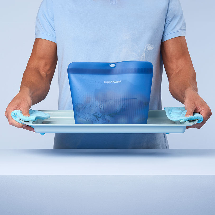 ultimativer silikon-standbeutel groß transparentes basic-blau