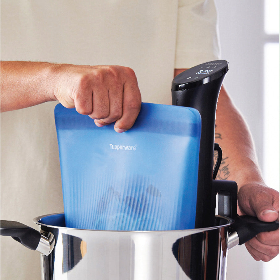 ultimativer silikon-standbeutel groß transparentes basic-blau