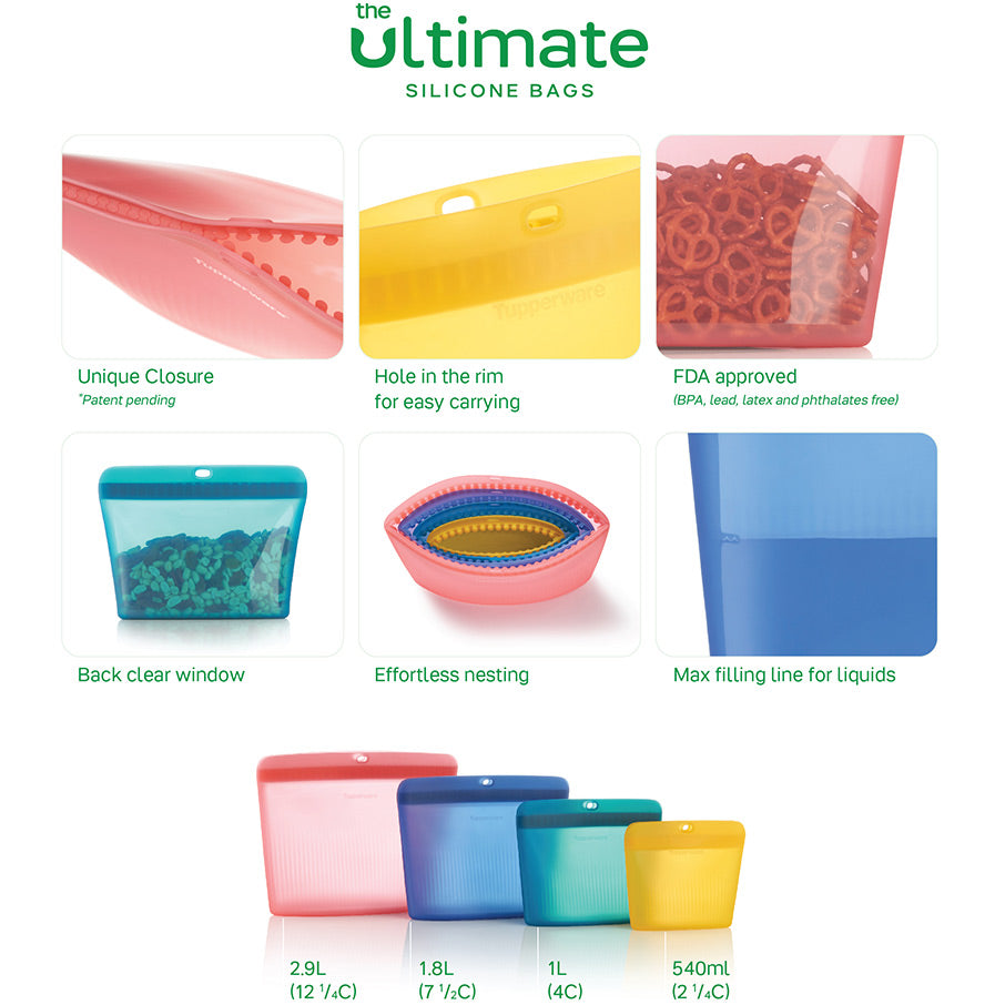 ultimativer silikon-standbeutel groß transparentes basic-blau