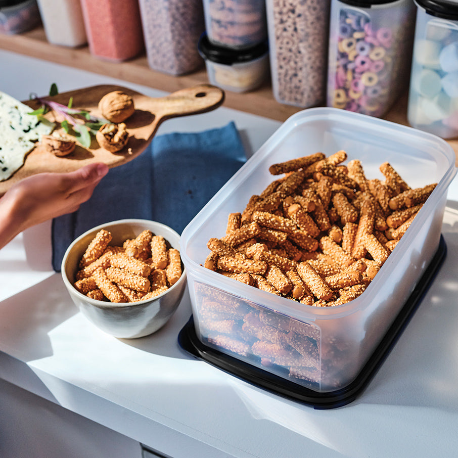 tupperware modular mates rechteckiger 3er-behälter lebensmittelaufbewahrungsbehälter tiefschwarz