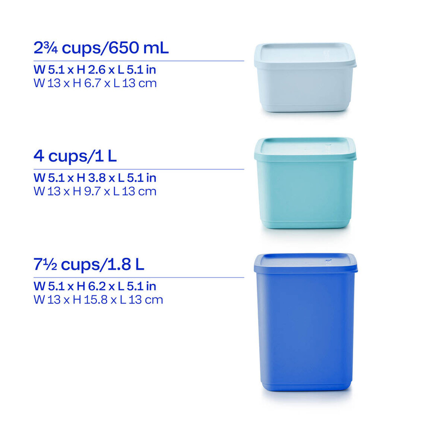 basic bright 6-teiliges set quadratisch blau