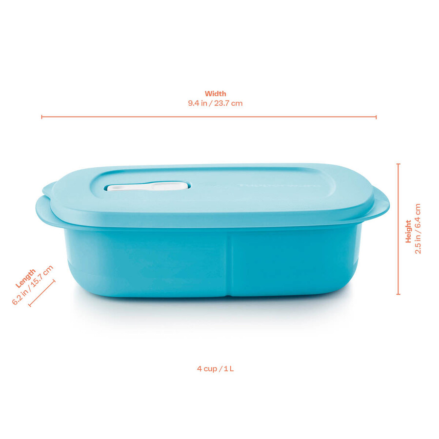 crystalwave rechteckige geteilte schale blau