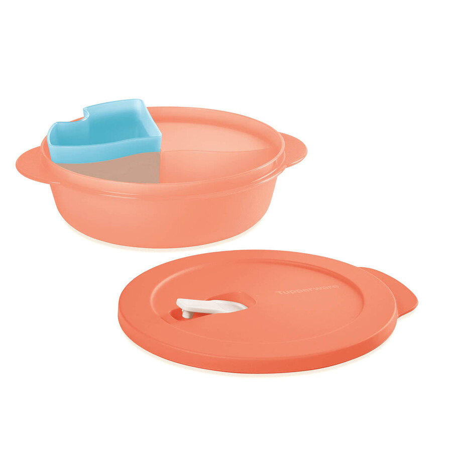 crystalwave plus lunch dish mit kaltgetränkebecher orange blau