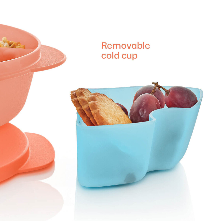 crystalwave plus lunch dish mit kaltgetränkebecher orange blau