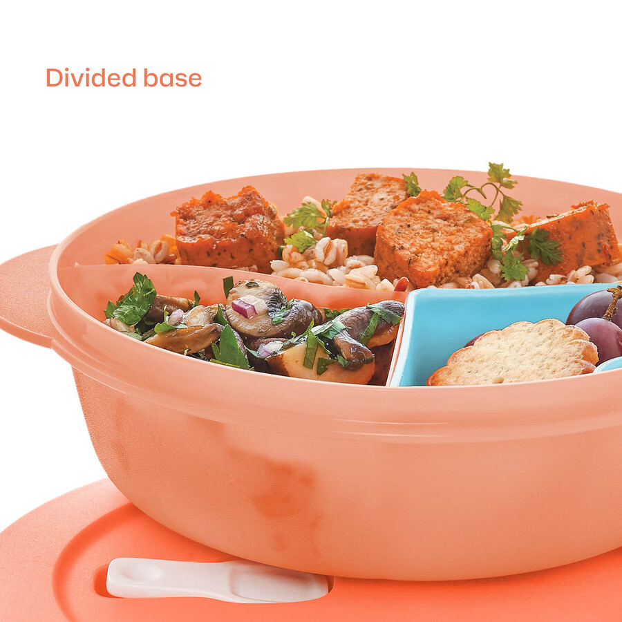 crystalwave plus lunch dish mit kaltgetränkebecher orange blau