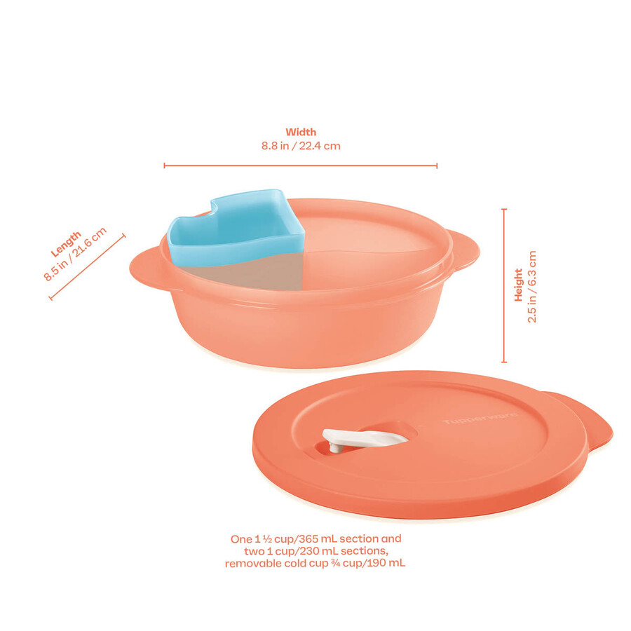 crystalwave plus lunch dish mit kaltgetränkebecher orange blau