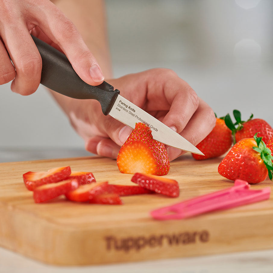 tupperware schälmesser der amazing series rubinrot