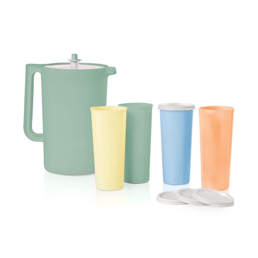 klassisches sheer krug- und becher-set treamy pastels saftiger pfirsich eiswürfel early roots cornish dairy